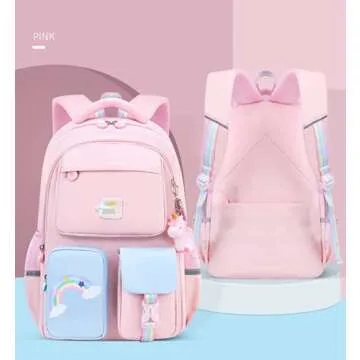 Unicorn Backpack for Girls Rainbow School Bag Cute Student Laptop Backpacks Casual Durable Lightweight Travel Bags