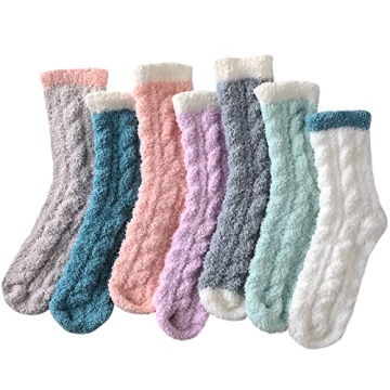 Nimalpal 7 Pairs Fuzzy Socks - Fuzzy Socks for Women Fluffy Socks Cozy Socks Warm Socks for Women Sl...