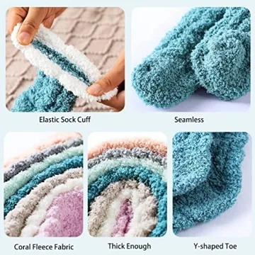 Nimalpal 7 Pairs Fuzzy Socks - Fuzzy Socks for Women Fluffy Socks Cozy Socks Warm Socks for Women Slipper Socks for Women Soft Fall Socks for Women Size 6-10 Pink Socks