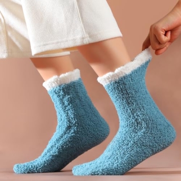 Nimalpal 7 Pairs Fuzzy Socks - Fuzzy Socks for Women Fluffy Socks Cozy Socks Warm Socks for Women Slipper Socks for Women Soft Fall Socks for Women Size 6-10 Pink Socks