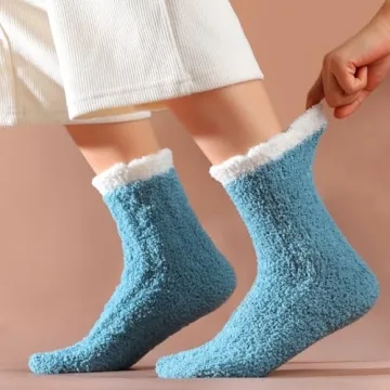 Nimalpal 7 Pairs Fuzzy Socks - Fuzzy Socks for Women Fluffy Socks Cozy Socks Warm Socks for Women Slipper Socks for Women Soft Fall Socks for Women Size 6-10 Pink Socks