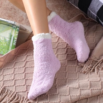 Nimalpal 7 Pairs Fuzzy Socks - Fuzzy Socks for Women Fluffy Socks Cozy Socks Warm Socks for Women Slipper Socks for Women Soft Fall Socks for Women Size 6-10 Pink Socks