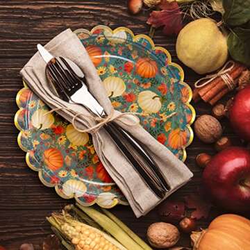 Confettiville Thanksgiving Plates - Elegant Fall Tableware