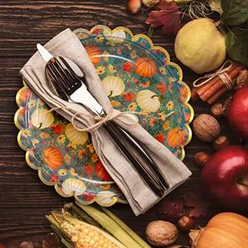Confettiville Thanksgiving Plates - Elegant Fall Tableware