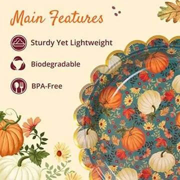 Confettiville Thanksgiving Plates - Elegant Fall Tableware