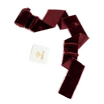 MEEDEE Burgundy Velvet Ribbon for Elegant Crafts and Decor