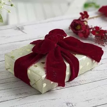 MEEDEE Burgundy Velvet Ribbon for Elegant Crafts and Decor