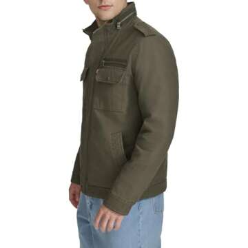 Levi's Men's Washed Cotton Two Pocket Military Jacket (Standard and Big & Tall), Olive, X-Large