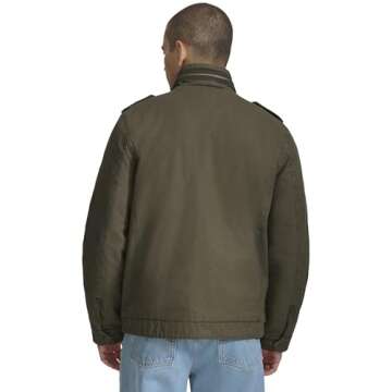 Levi's Men's Washed Cotton Two Pocket Military Jacket (Standard and Big & Tall), Olive, X-Large