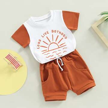 Mstrrouning Newborn Infant Baby Boy Shorts Set Crewneck Pull on T-Shirt Top Elastic Waist Solid Shorts 2Pcs Summer Outfits