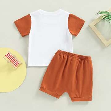 Mstrrouning Newborn Infant Baby Boy Shorts Set Crewneck Pull on T-Shirt Top Elastic Waist Solid Shorts 2Pcs Summer Outfits