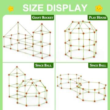Fort Building Kit for Kids,STEM Construction Toys, Educational Gift for 3 4 5 6 7 8 9 10 11 12 Years Old Boys and Girls,Ultimate Creative Set for Indoor & Outdoors Activity,140 Pcs,Orange