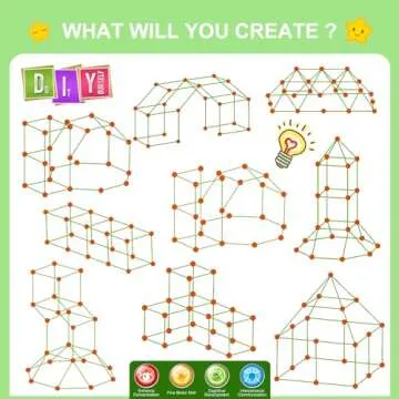 Fort Building Kit for Kids,STEM Construction Toys, Educational Gift for 3 4 5 6 7 8 9 10 11 12 Years Old Boys and Girls,Ultimate Creative Set for Indoor & Outdoors Activity,140 Pcs,Orange