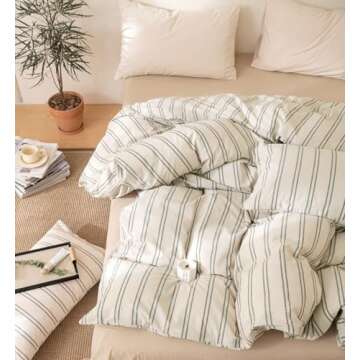 Stylish VM VOUGEMARKET Striped Duvet Cover Set for Queen