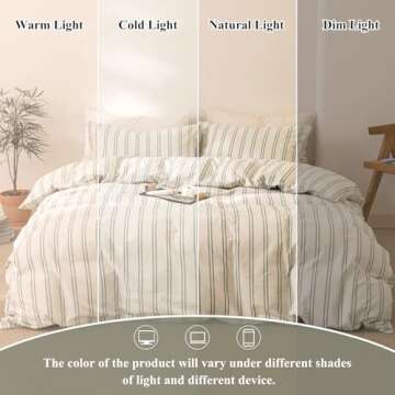 Stylish VM VOUGEMARKET Striped Duvet Cover Set for Queen