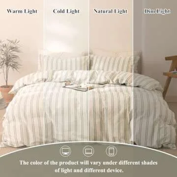 Stylish VM VOUGEMARKET Striped Duvet Cover Set for Queen