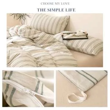 Stylish VM VOUGEMARKET Striped Duvet Cover Set for Queen