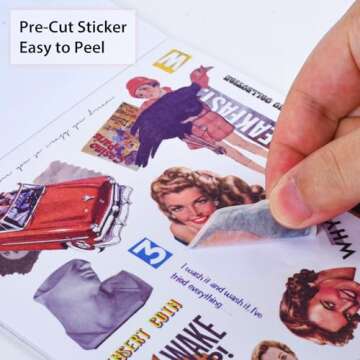 Washi Vintage Stickers for Scrapbooking - Vintage Scrapbook Stickers, Aesthetic Junk Journal Supplies Kit, Scrapbooking Ephemera Washi Paper Stickers Book for Bullet Journaling Planners Diary