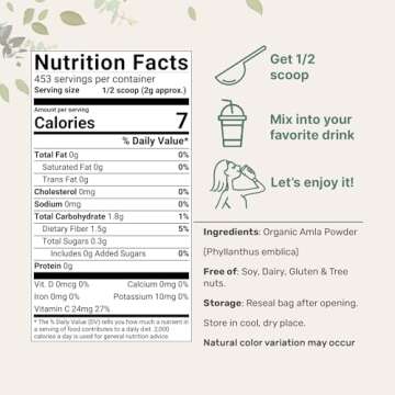 Micro Ingredients Organic Amla Powder (Amalaki) | 32oz, India Origin Gooseberry Powder | Rich in Vit...