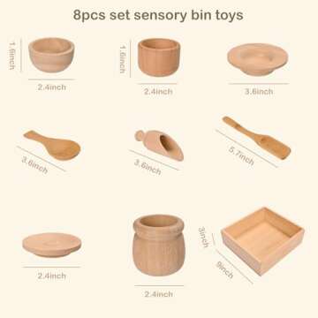 Sparkle Race Sensory Bin Tools with Wooden Box Tray Montessori Toys for Toddlers, Waldorf Toys, Wood...