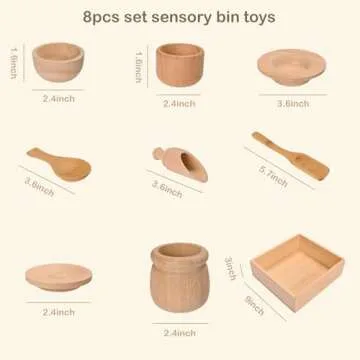Sparkle Race Sensory Bin Tools with Wooden Box Tray Montessori Toys for Toddlers, Waldorf Toys, Wood...