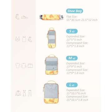 BAGSMART 6 Set Compression Packing Cubes for Travel, Lightweight Vacation Travel Essentials for Women, Travel Accessories for Suitcase Organizer Bags Set, Durable Luggage Organizer Travel Bags