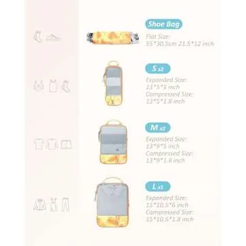 BAGSMART 6 Set Compression Packing Cubes for Travel, Lightweight Vacation Travel Essentials for Women, Travel Accessories for Suitcase Organizer Bags Set, Durable Luggage Organizer Travel Bags