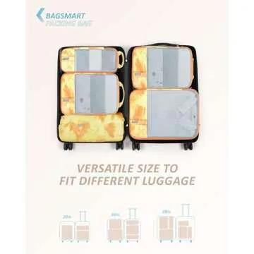 BAGSMART 6 Set Compression Packing Cubes for Travel, Lightweight Vacation Travel Essentials for Women, Travel Accessories for Suitcase Organizer Bags Set, Durable Luggage Organizer Travel Bags