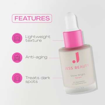 JESS BEAUTY | Skin Care Shine Bright Serum Niacinamide Face Moisturizer Minimizes Pores | Skincare Face Cream 1 fl. oz