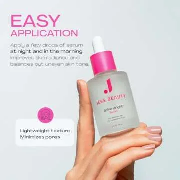 JESS BEAUTY | Skin Care Shine Bright Serum Niacinamide Face Moisturizer Minimizes Pores | Skincare Face Cream 1 fl. oz
