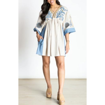 Womens Sundress Summer V Neck Short Tshirt Dress Y2k Floral Print Babydoll Sun Dresses Flowy Boho A Line Mini Dress