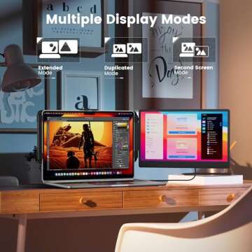 domyfan 14" Laptop Monitor Extender, FHD 1080P IPS Dual Laptop Screen Extender, HDMI/USB-A/Type-C Plug and Play for Windows, Mac, Chrome, Android, Xbox, Switch, PS5, Work with 13.3”-17” Laptops
