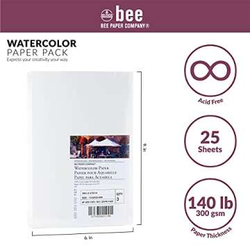 Bee Watercolor Paper Pack 6x9 140lb 50 Sheets