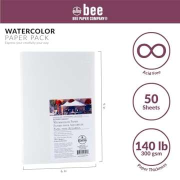 Bee Watercolor Paper Pack 6x9 140lb 50 Sheets