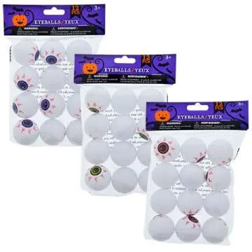 12 Plastic EyeBalls - 3 Packs for Crafts and Halloween Fun