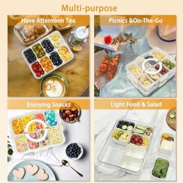 zhinenie Snackle Box Container,Divided Serving Tray With Lid and Handle,Snack Box Storage Organizer ...