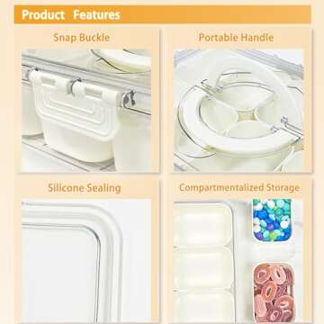 zhinenie Snackle Box Container,Divided Serving Tray With Lid and Handle,Snack Box Storage Organizer For Fruits,Candy,Nuts,Charcuterie,Veggie-Platter For Picnic,Travel,Party,Entertainment