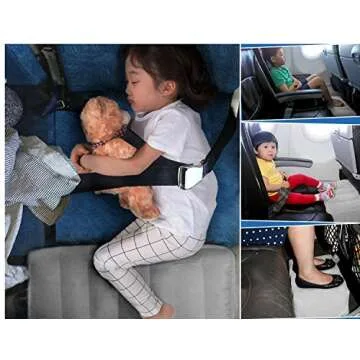 NIUMI Inflatable Travel Foot Rest Pillow | Kids Airplane Bed | 2-Pack Available | Adjustable Height Leg Pillow | Make a Flat Bed for Baby Kids, Toddlers | Great for Airplane, Train, car (Grey-1 Pack)