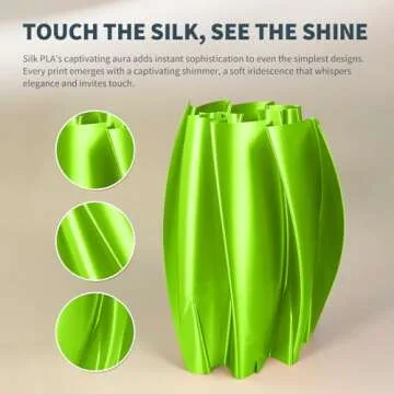OVERTURE Silk Filament PLA 1.75mm Clog-Free Shiny 3D Printer Filament, 1kg Spool (2.2lbs), Dimensional Accuracy +/- 0.02 mm, Fit Most FDM Printer,Silk Neon Green