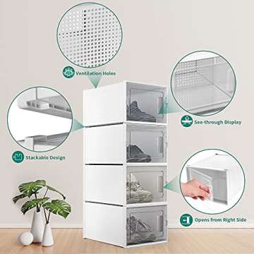 YITAHOME 24 Pack Shoe Organizer Fit Up to US Size 13, Plastic Shoe Boxes with Lids, Stackable Shoe Storage Bins Drawers, Sneaker Containers Shoe Rack (Medium, White)