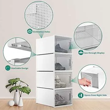 YITAHOME 24 Pack Shoe Organizer Fit Up to US Size 13, Plastic Shoe Boxes with Lids, Stackable Shoe Storage Bins Drawers, Sneaker Containers Shoe Rack (Medium, White)