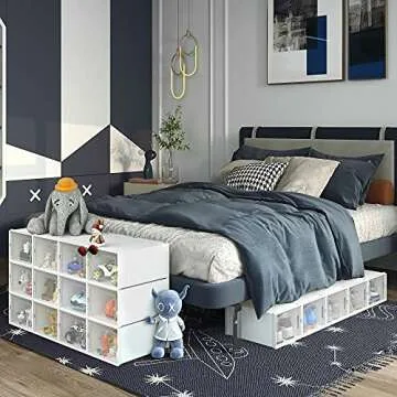 YITAHOME 24 Pack Shoe Organizer Fit Up to US Size 13, Plastic Shoe Boxes with Lids, Stackable Shoe Storage Bins Drawers, Sneaker Containers Shoe Rack (Medium, White)