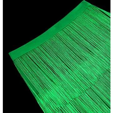 AOMEI Women's Spring Green High Waist Fringe Tiered Bodycon Pencil Midi Skirt XL