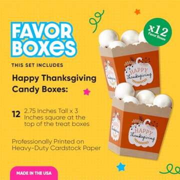 Big Dot of Happiness Happy Thanksgiving - Party Mini Favor Boxes - Fall Harvest Party Treat Candy Boxes - Set of 12