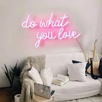 Neon Sign Do What You Love Signs, Inspirational Words Pink LED Neon Lights, Personalized Neon Signs Used for Office, Meeting, Living Room, Bedroom, Bar for Wall Decor Lights,Party, Holiday Gifts