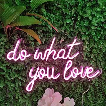 Neon Sign Do What You Love Signs, Inspirational Words Pink LED Neon Lights, Personalized Neon Signs Used for Office, Meeting, Living Room, Bedroom, Bar for Wall Decor Lights,Party, Holiday Gifts