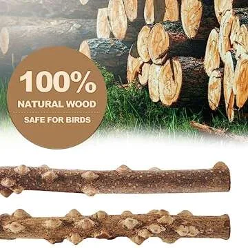 LIMIO 6PCS Bird Perch 2 Grape Stick Paw Grinding Fork Natural Wood Bird Stand 4 Parrot Stand Bird Toys for Parakeets Chewing Exercise Branches, Bird Cage Accessories for Cockatiels, Conure, Budgies