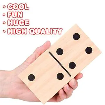 ArtCreativity 28PC Jumbo Wooden Dominoes Set with Carrying Bag, Extra-Large Wood Dominos for Kids & Adults, Giant Dominoes for Game Night, Fun Classroom Educational Toy for Children