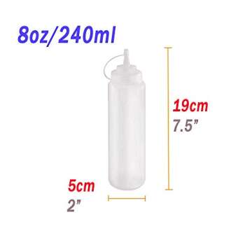 Hamiggaa 15 PCS 8oz Squeeze Bottles,Plastic Condiment Bottle with Twist On Cap Lids,Squeeze Bottle f...