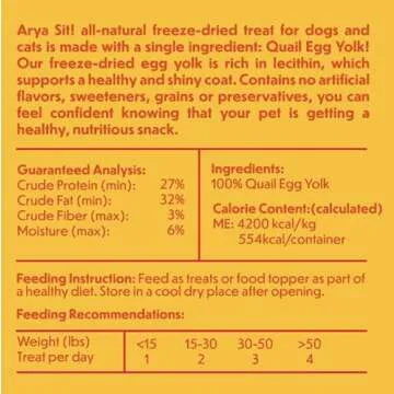 Arya Sit! - Freeze-Dried Single Ingredient Dog Treats (Egg Yolk 5oz)